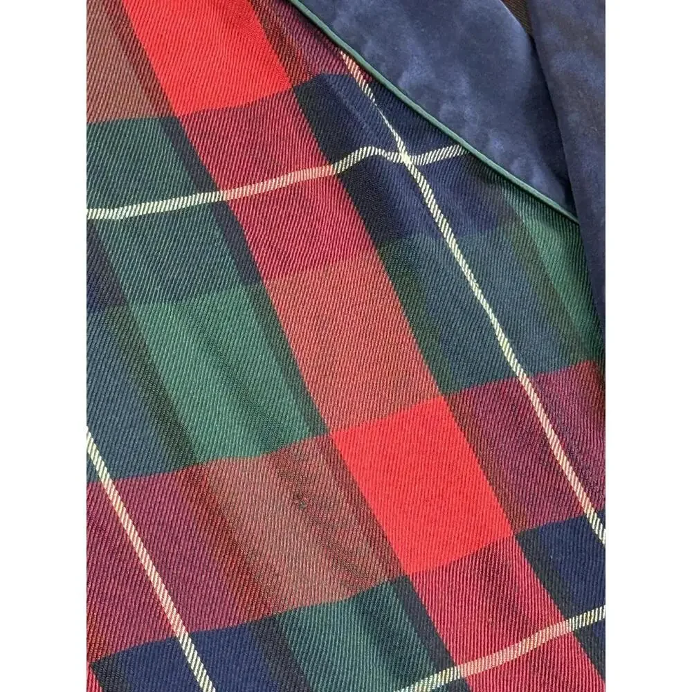 Vintage Charles Good Night Robe Mens XL Red Green Silk Plaid Tartan Lounge 90s‎